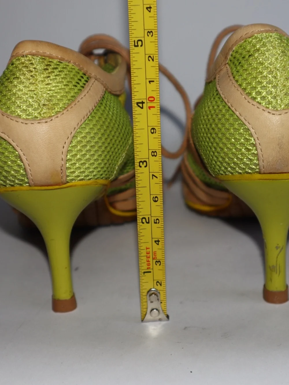 Vintage Diesel Stiletta Sporty Mesh Kitten Heels Pumps Y2K Lime Green Women's 8